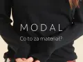 Osoba w czarnej bluzce z napisem "MODAL Co to za materiał?". Poznaj zalety modalu.