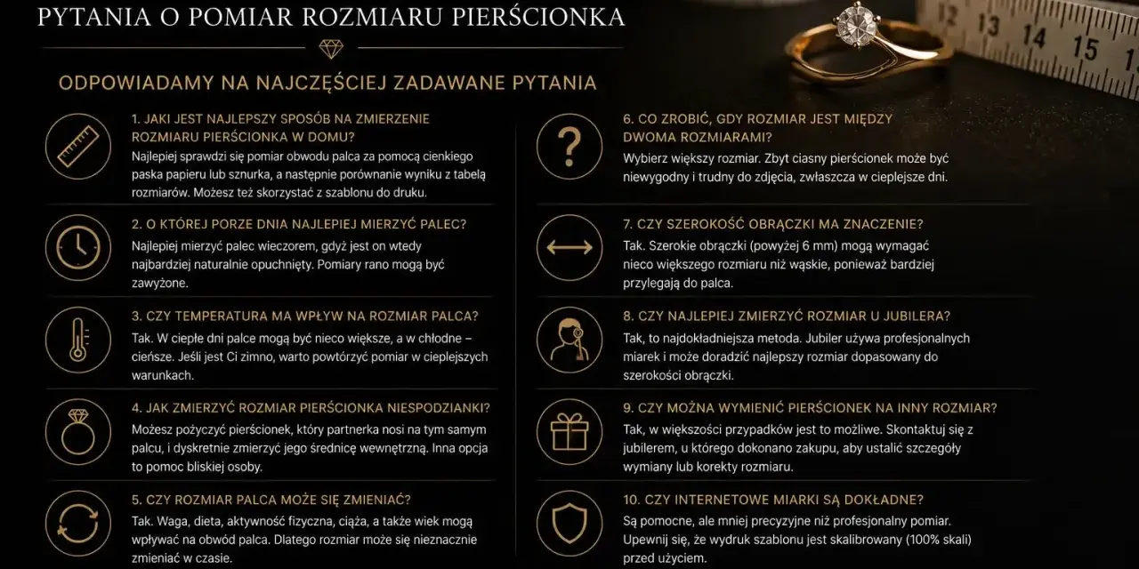 Złoty pierścionek zaręczynowy z brylantem i miarką krawiecką. Poradnik o najczęstszym rozmiarze pierścionka zaręczynowego.