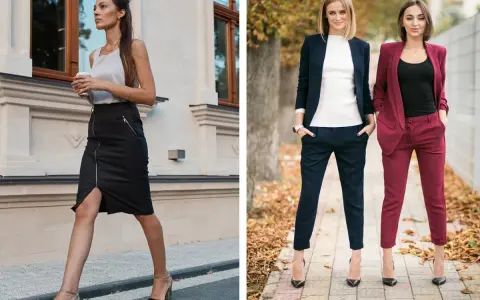 Eleganckie stylizacje na imprezę firmową: spódnica i top lub garnitur. Inspiracja, jak się ubrać na imprezę firmową mężczyzna.