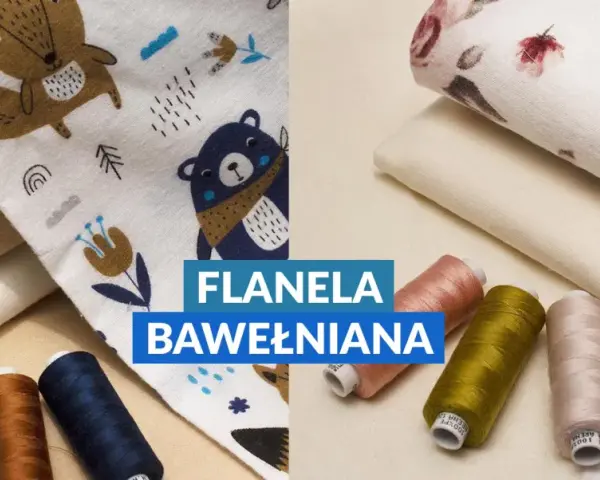 Miękka flanela bawełniana z motywami zwierzątek i kwiatów, idealna na dziecięce ubranka.