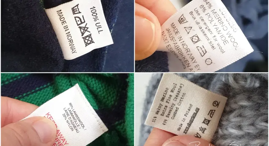Etykiety ubrań: 100% ULL, wełna merino, bawełna. Sprawdź, ull co to za materiał, by dbać o odzież.